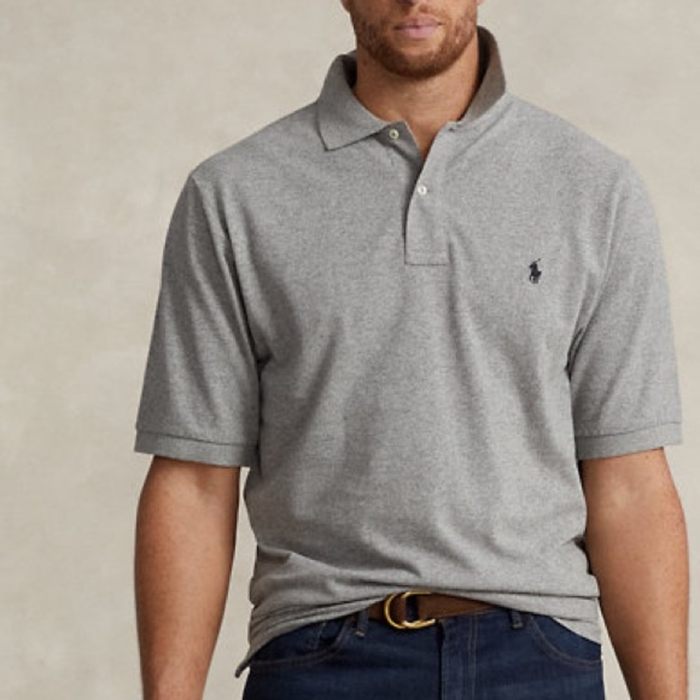 Ralph Lauren The Iconic Polo Light Gray Classic Cotton Polo W Chest Logo Large
